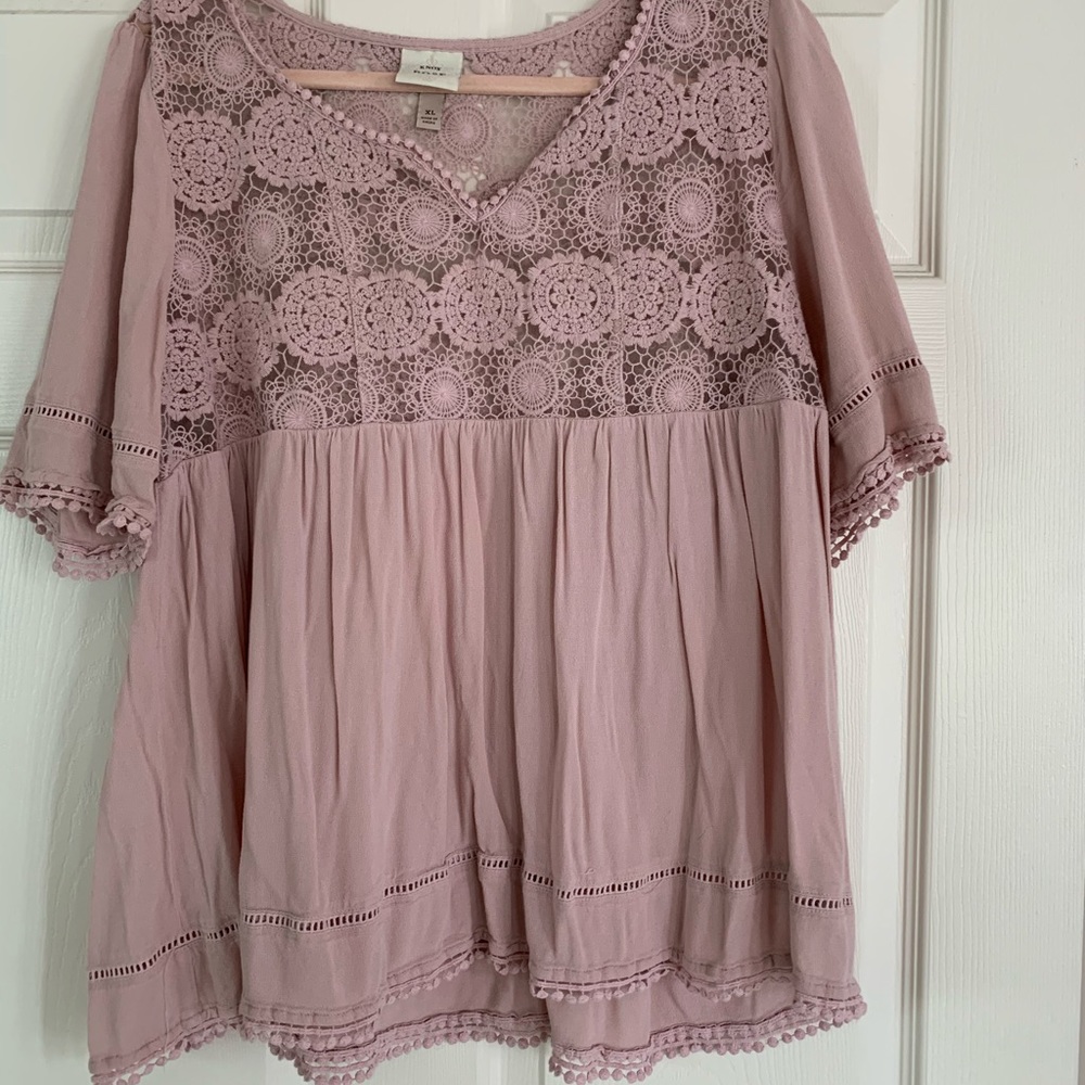 Knox Rose Embroidered Blush Blouse